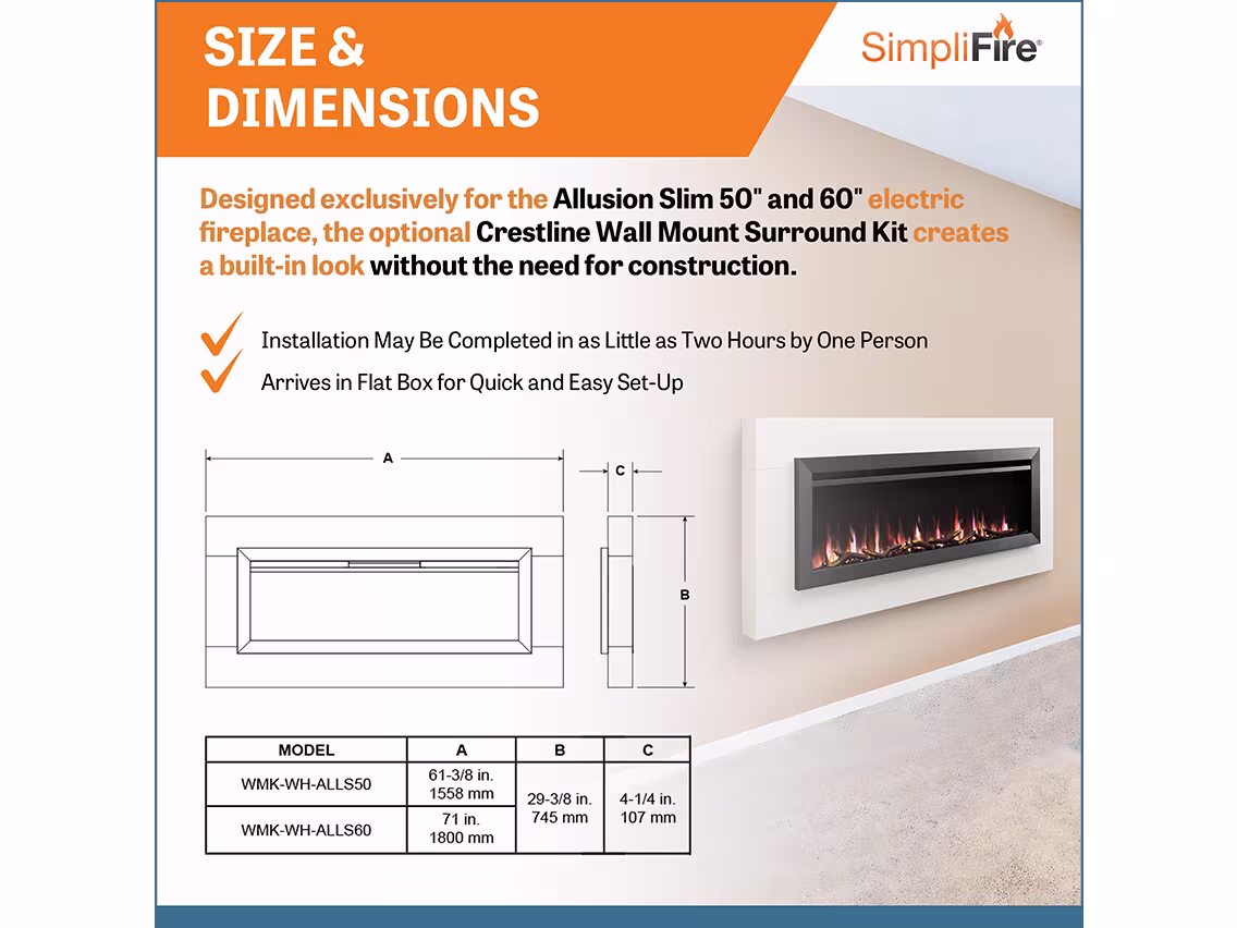 SimpliFire Allusion Slim Electric Fireplace - Image 7