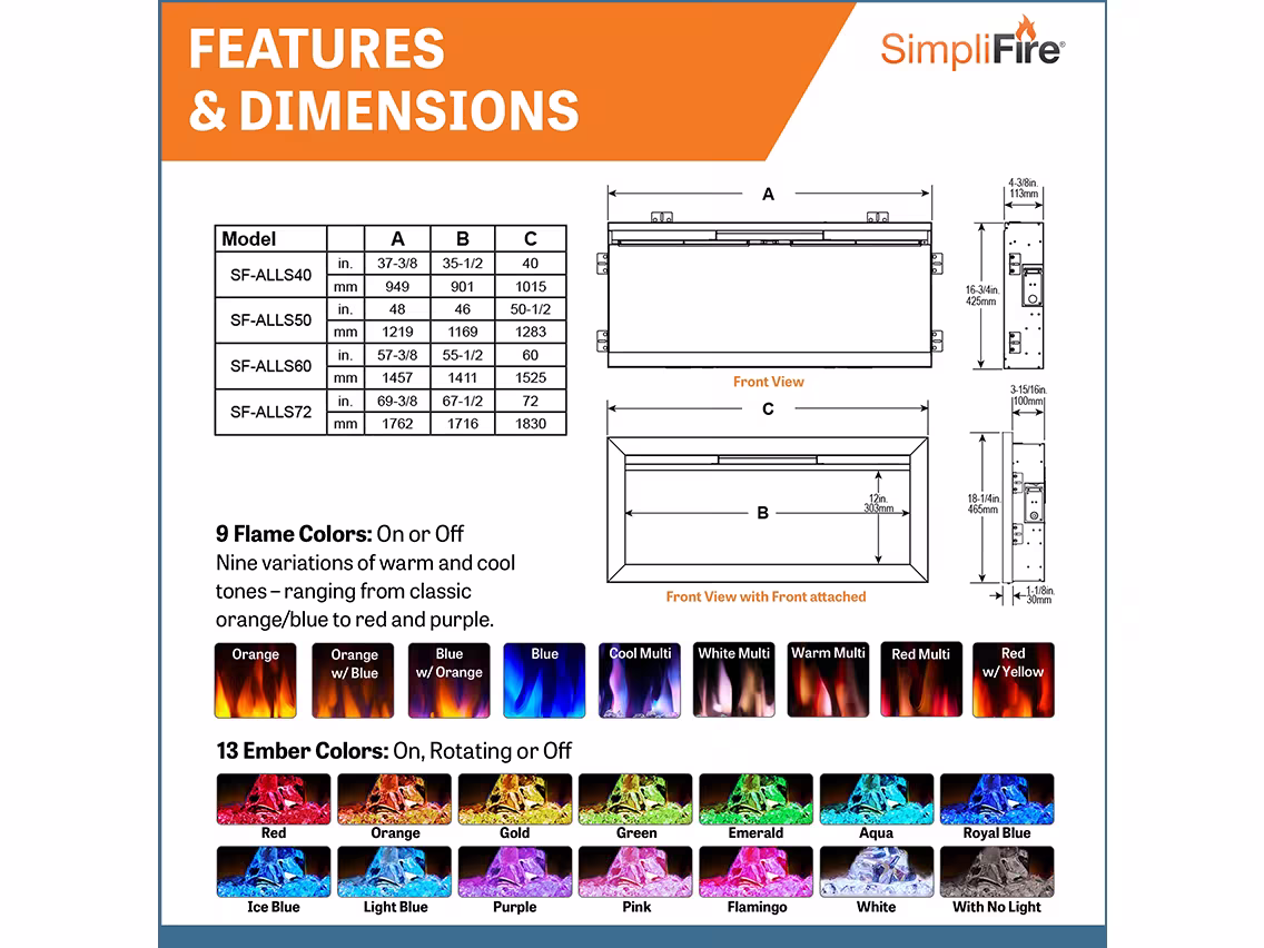 SimpliFire Allusion Slim Electric Fireplace - Image 10